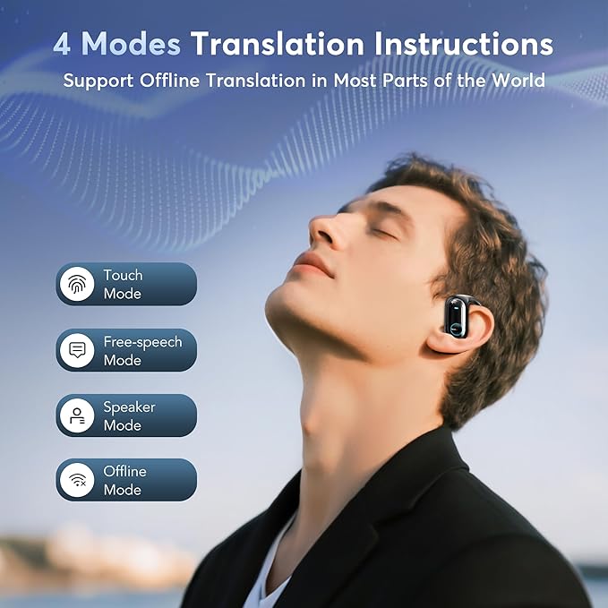 Translation Earbuds,Open Ear Headphones with Real-Time 168 Language,Bluetooth 5.4 Earphones with 400mAh Charging Case,Wireless Earbuds with HD Calling,Stable Connection,50H Long-Lasting Battery