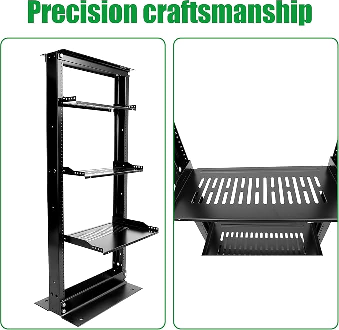 Server Rack Shelf-Universal Vented Rack Mount Cantilever Tray for 19" Network Rack & Cabinet - Heavy Duty Steel - Weight Capacity 55lb-1U H 10" D/ 2 Pieces Packaging GLOBALRACK (1U12, 12INCH)