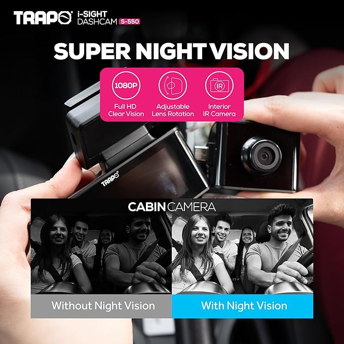 i-Sight S550 – Dash Cam Front and Rear Plus Cabin for Cars. Dash Camera for Cars with 60fps, 4K Dashcam, Built-in GPS, Wi-Fi, Lane Departure Alert, Parking Mode & G-Sensor