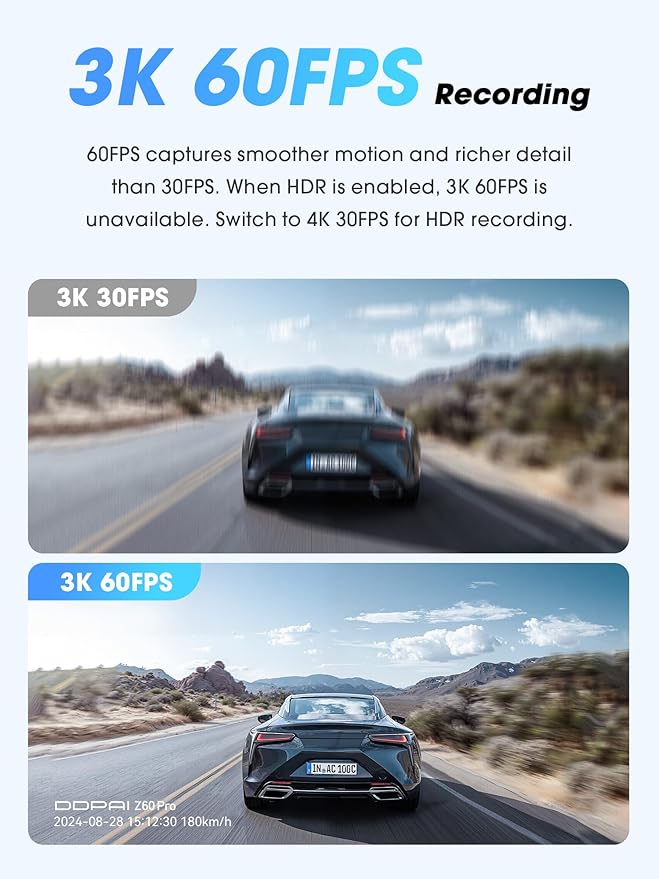DDPAI 4K Dual Dash Cam Front and Rear, Dual STARVIS 2 IMX678 IMX662 Dashcam, Free 128G Card Included,Car Camera with 32G eMMC, 3K/60FPS, 5G WiFi GPS, 3" IPS, Night Vision, 24H Parking Mode, Z60 Pro