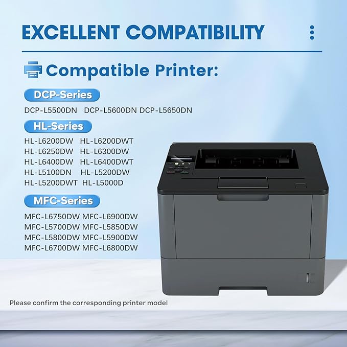TN850 TN-850 High Yield Toner Cartridge Replacement for Brother TN850 TN 850 TN850BK Toner HL-L6200DW MFC-L5850DW MFC-L5900DW MFC-L5700DW Printer Ink (TN8502PK, Black)