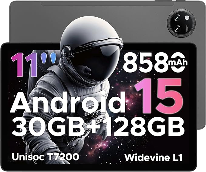DOOGEE Tab A9 Pro+ Android 15 Tablet,11 inch Tablet with 90Hz Display,30GB+128GB/2TB TF Octa-Core Gaming Tablets,8580mAh,Netflix 1080P,Bluetooth 5.0+5G WiFi Tablets,13MP+5MP,Face ID/OTG Grey