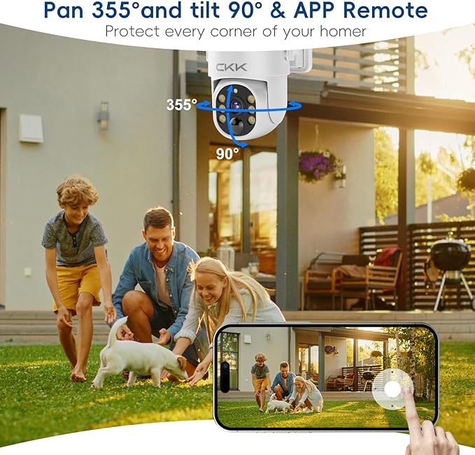 CKK Forever Power Security Cameras System C202, 4 Solar Security Cameras with Monitor for Home Security, 2.4G WiFi, 128G Local Storage, 360° View, 2.5K Color Night Vision,10CH NVR, 10'' IPS Monitor