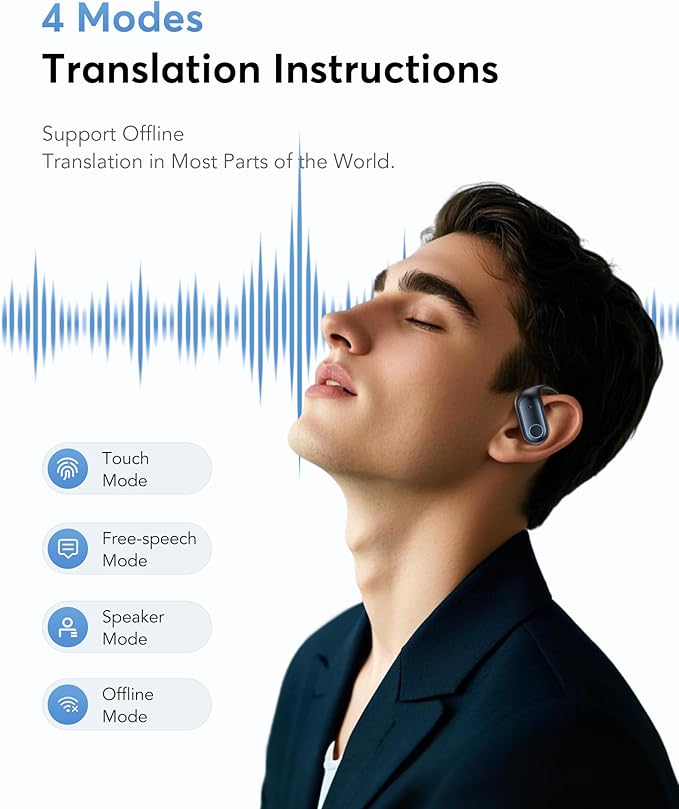 AI Translation Earbuds, Bluetooth 5.4 OWS Headphones with LCD Touch Screen, Real-Time Translator for 144 Languages & Accents, Audifonos Traductores Inglés Español, Ideal for Travel Business Learning