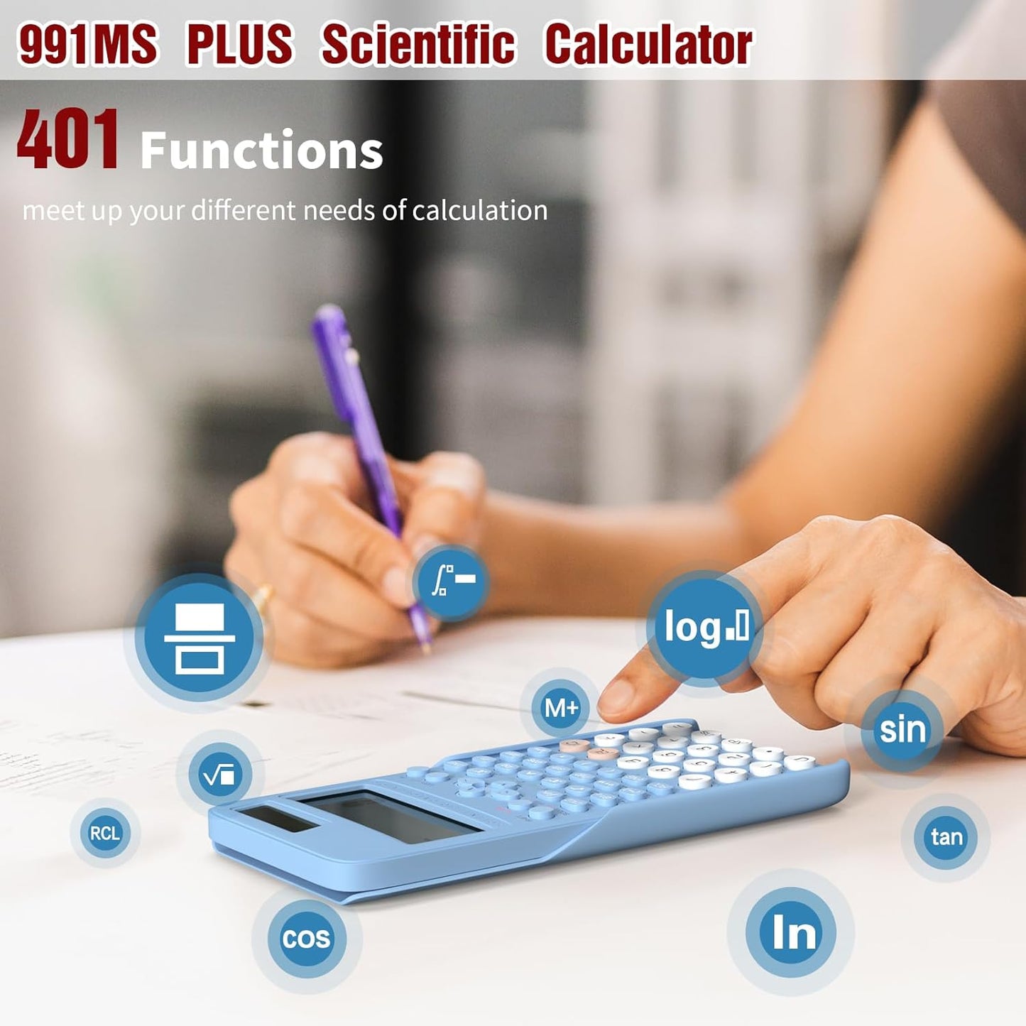 NEWYES Scientific Calculator for Students, 2-Line Math Calculator with Dust Cover, Middle and High School Supplies for Sudents