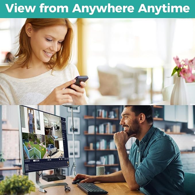 xmartO 100% Wire-Free Solar PTZ Home Security Camera System Wireless, 4-Set 2K 4MP QHD CCTV Camera Kit with 4K 10CH Expandable WiFi NVR and Past 90-Day Video Storage (Solar Bullet CAM)