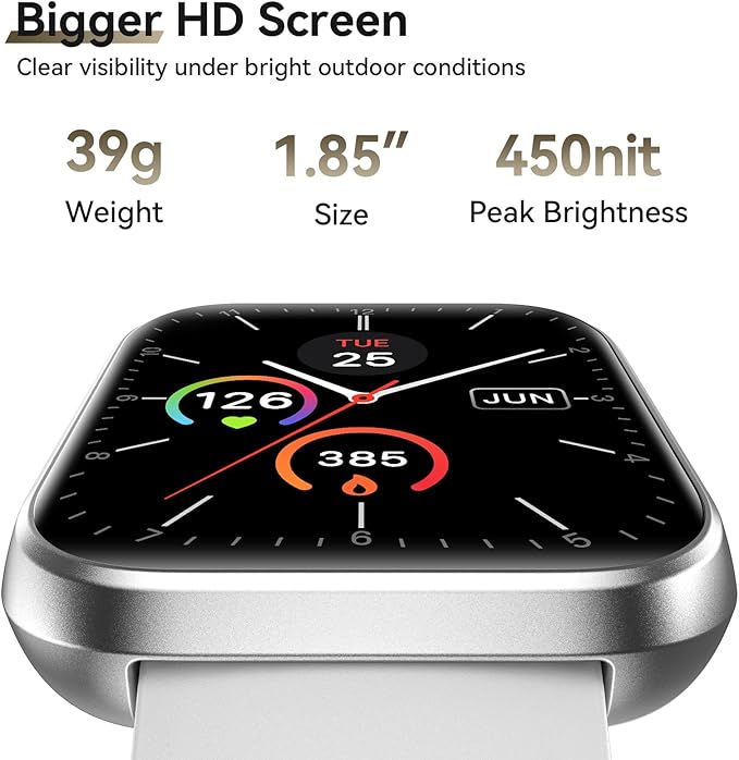 Smart Watches for Women Men, 1.85" Screen Smartwatch Compatible iPhone Android Phone Answer/Make Call, 24/7 SpO2 Sleep Heart Rate Monitor,3ATM Waterproof, Fitness Traker 120+Sport ( 2 Bands Included)