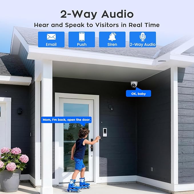 xmartO 16CH 16 Pcs Home Security Camera Kit, 4 * 2K HD Dome Camera and 12 * 2K 3MP Super HD WiFi Home Security Camera, 2-Way Audio, Night Vision, 24/7 Surveillance Camera, No Monthly Fee