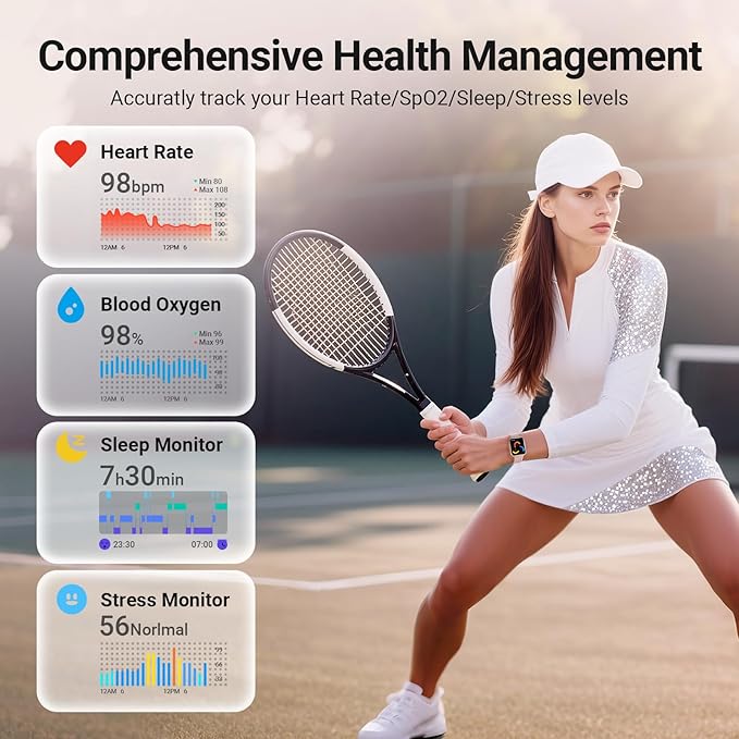 Smart Watches for Women Android iPhone (2 Bands), [1.85" AMOLED Screen] Smartwatch Fitness Tracker 3ATM Waterproof with Bluetooth Calls, AI Control, Heart Rate/SpO2/Sleep Monitor, 7 Days Battery
