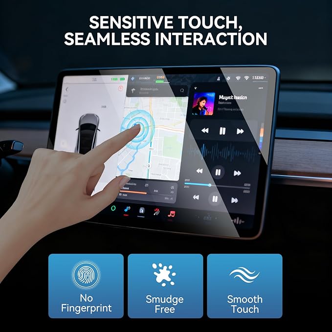 OZPYKAE 2 Pcs/Set Screen Protector for Tesla Model Y Juniper & Model 3 (2024~2026),15.4 Inch No Glare & Fingerprint Matte Tempered Glass Protector for Model 3 /New Model Y Juniper Accessories With Installed Kit