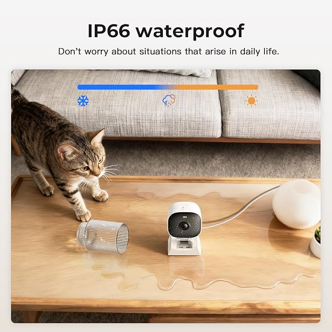2K Cameras for Home Security,Indoor/Outdoor for Baby/Elder/Pet Monitoring with Phone app,Wired Plug&Play,Color Night Vision,2-Way Audio&24/7 Recording ,Support 128G Card Storage ( Not Included)