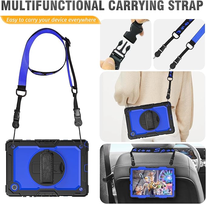 HXCASEAC Case for Samsung Galaxy Tab A8 10.5 inch, Protective with Screen Protector/Hand Strap/Pen Holder, Sturdy Shockproof A8 Tablet Case 2022 SM-X200/X205/X20 - Blue