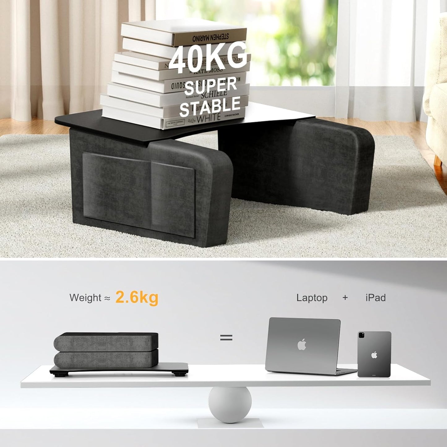 Overbed Table with Tablet and Phone Slot, Over Bed Desk with Arm Rests, Bed Table for Eating and Laptop, Working, Writing in Bed Couch