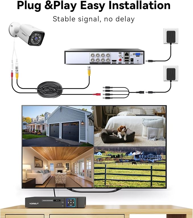 Wired Security Camera System, 8CH 5MP Lite CCTV Surveillance DVR Kit with 500G HDD, 4 x 3MP AHD Security Camera Outdoor, IP66 Waterproof Metal Shell,Remote Access,Smart Detection,24/7 Record