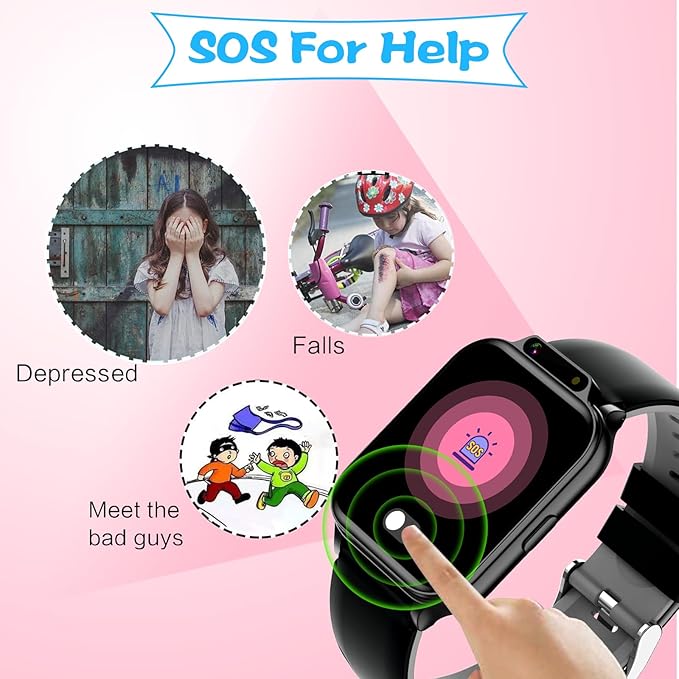 1.85" Kids Watch, AI(Translation/Q&A/Watch Face/Image Recognition)Smartwatches with Heart Rate,Sleep Monitor,Video Music Pedometer,NO APP/Phone, Gifts for 3-12 Years old Boys Girls(Built-in AI, Black)