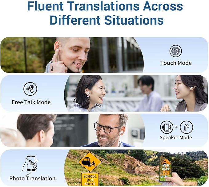M3 AI Translation Earbuds Real Time, Language Translator Device in 144 Languages, 3-in-1 Offline Two-Way Audífonos Traductores, Live Translate Headphones, No Subscription Required (Black)