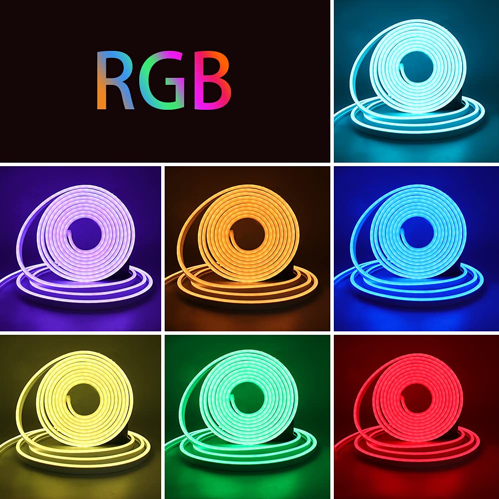 XUNATA Bluetooth RGB LED Neon Strip, 9.9ft Waterproof Flexible Light, SMD 5050, 72 LEDs/m, with Remote Control