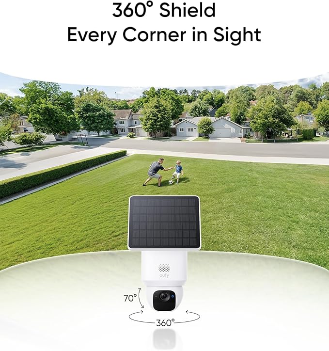 eufy Security SoloCam E30, 4-Cam Kit, Security Cameras Wireless Outdoor, Solar Camera Outdoor Wireless, 360° Pan, AI Tracking, 2K Clarity, No Monthly Fee (Renewed)