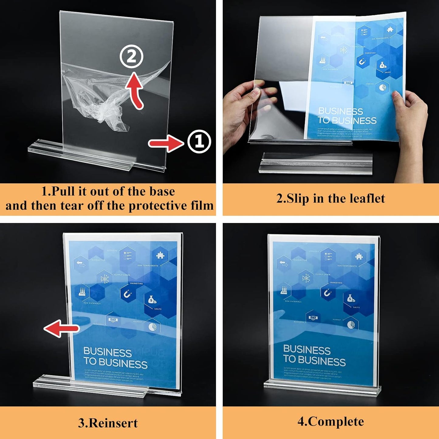Arrobust Acrylic Sign Holder 8.5 x 11, Double Sided Clear Acrylic Display Table Signs Stand, T Shape Flyer Holder Plastic for Picture Paper Frame Holder Home Office Menu Retail Show Fair, 6 Pack