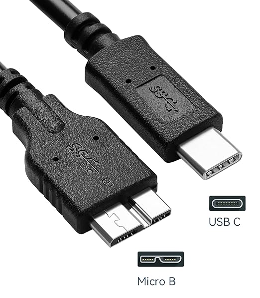 Micro B to USB C Cable, 3FT USB External Hard Drive Cable, High-Speed Data Transfer Cord for WD My Passport, Seagate, Toshiba, MacBook Pro/Air, iPad, iPhone 15/16, Samsung Galaxy S24, PC and More