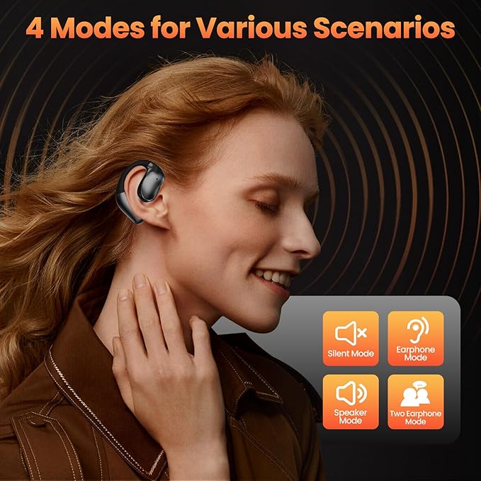 AI Translator Earbuds Real-Time 180 Languages 8 Offline Modes OWS Touchscreen HD Sound iOS Android Compatible Long Battery Life Ideal for Travel Business Black