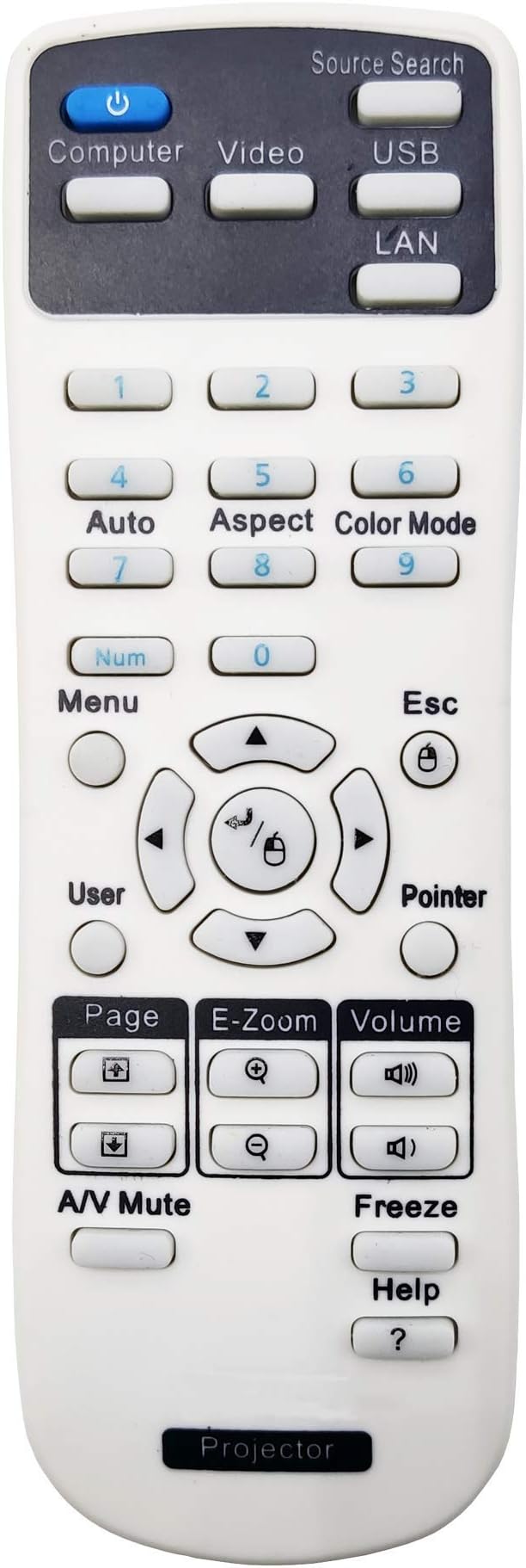1519442 Projector Remote Control for Epson EB-93, EB-935W, EB-95, EB-96W, BrightLink 450Wi/ 455Wi, PowerLite 1835/ 450W/ 460/824+/ 825+/ 826W+/ 84+/ 85+/ 905/ 915W/ 92/93/ 935W/ 95/ 96W