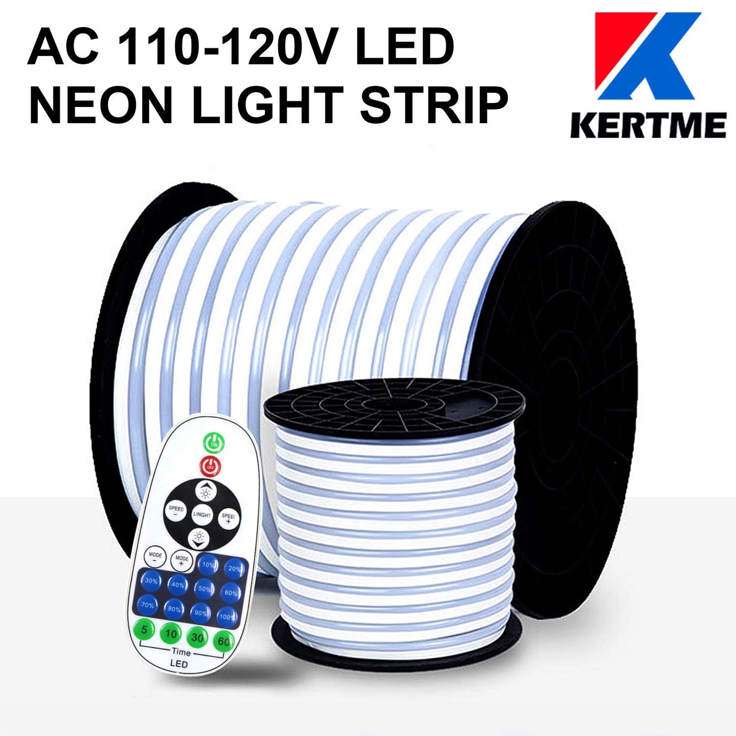 KERTME Neon LED Light Strip, Flexible Waterproof Dimmable, 65.6ft, Pink, Model Neon LED-P-20M