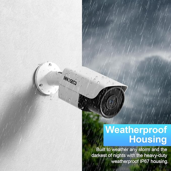 UltraHD 8MP Bullet PoE Camera, 4K Real-Time @30fps IP Security Camera, Built in Microphone, Human & Vehicle Detection, Outdoor Waterproof IP67, 2.8mm Lens with Wide Angle 110°, INB8VR37E