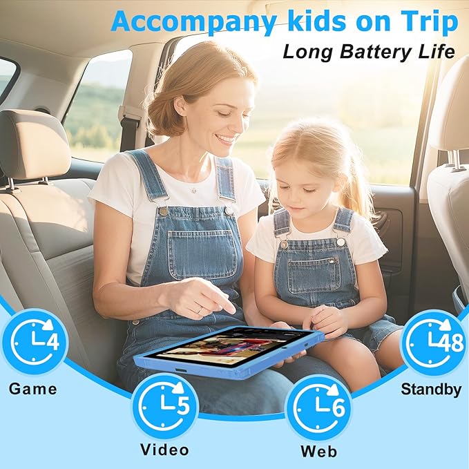 YINOCHE Kids Tablet 7" Android Tablet for Kids 3-7 32GB Tablets for Toddlers with Case WiFi Parental Control Dual Camera Tabletas GMS Certified Toddler Learning Tablets for Children (Blue)