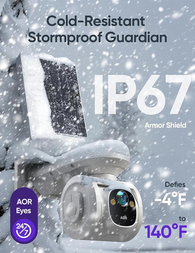 4G LTE Cellular Security Camera Outdoor 2.5K QHD, No WiFi 24/7 Recording, vSIM & 64GB SD, 8W Solar Panel Powered, Pan Tilt AI Person/Animial/Vehicle Tracking, Color Night Vision, IP67 Cold-Resistant
