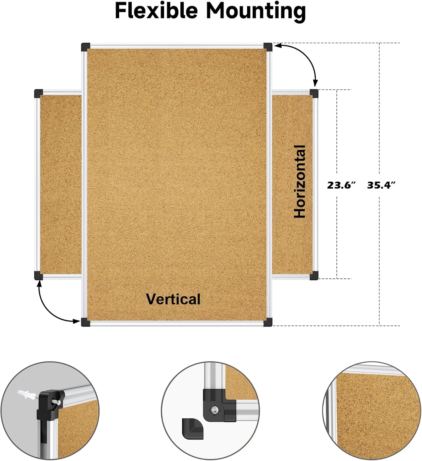 XBoard 36 x 24 Inch Cork Bulletin Notice Pin Board for Wall with Aluminum Frame for Home School & Office Display (Pack of 2)