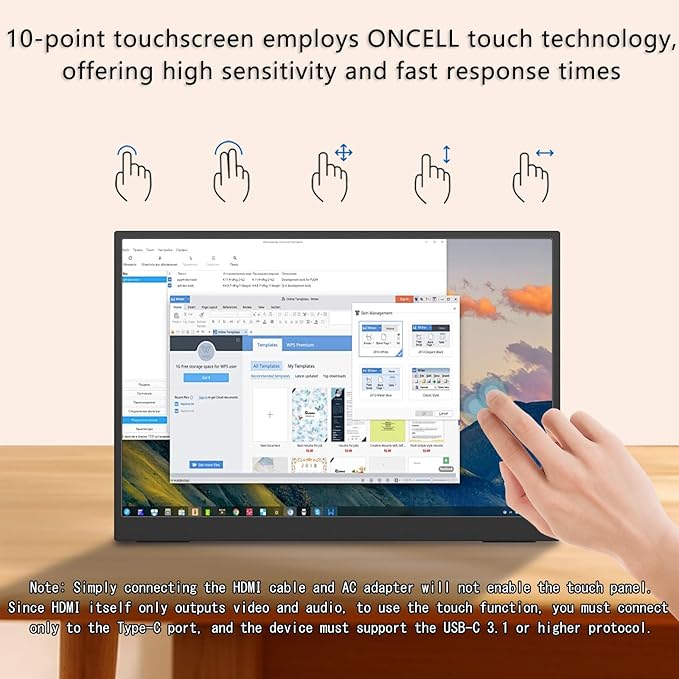 Portable Monitor Touchscreen, 15.6''Laptop Screen Extender, FHD IPS Touch Screen, Travel Monitor with Kickstand & Speaker, HDMI USB C External Monitors for Laptop Phone Computer Xbox Switch