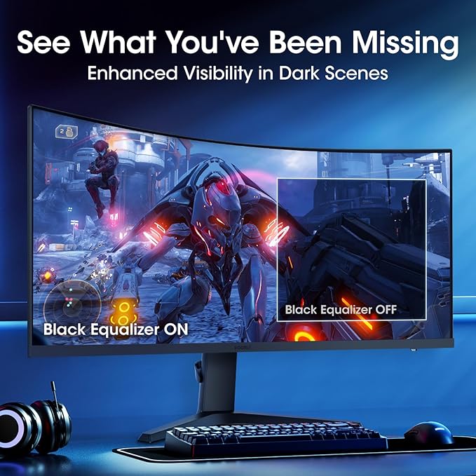 KOORUI 34-inch Curved Ultrawide WQHD 3440×1440 Gaming Monitor, 180Hz 1000R- PIP/PBP, 1ms(MPRT), HDR400, DCI-P3 95%, FreeSync Premium, 1 x DP 1.4 & 2 x HDMI 2.0, Tilt Height Swivel Adjustment, 34E6UC