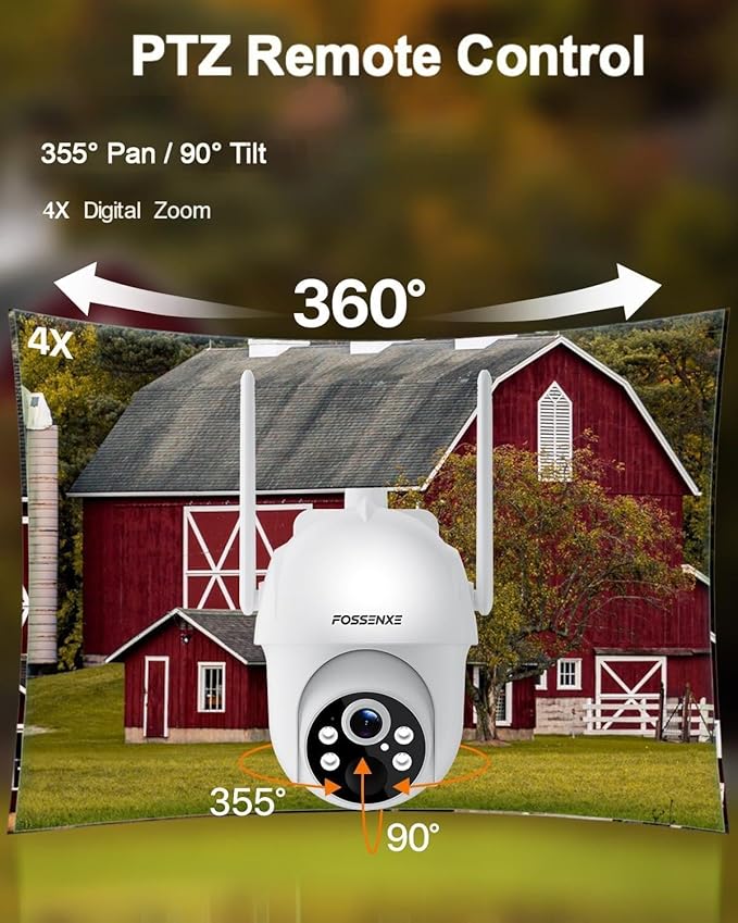 4G LTE Cellular Security Camera Includes 64GB Memory Card & SIM Card(Support Verizon/AT&T/T-Mobile), No WiFi Security Camera Solar Powered with 360° Live View, 2K Color Night Vision