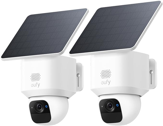 eufy Security SoloCam E30, 2 Pack, Security Cameras Wireless Outdoor, Solar Camera Outdoor Wireless, 360° Pan, AI Tracking, 2K Clarity, HomeBase S380 Compatible, No Monthly Fee (Renewed)