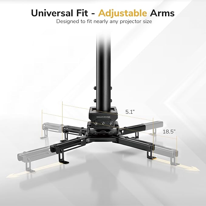 Mount-It! PRO Projector Ceiling Mount, 23.8-35.6" Extension, Heavy-Duty Commercial Grade Ceiling Projector Bracket, 77 Lbs Weight Capacity