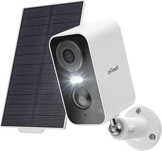 ieGeek Solar Security Cameras Wireless Outdoor with Solar Panel, 2K WiFi Wireless Camera for Home Security with Color Night Vision, Motion Detection, 2-Way Talk for Home Surveillance, Works with Alexa