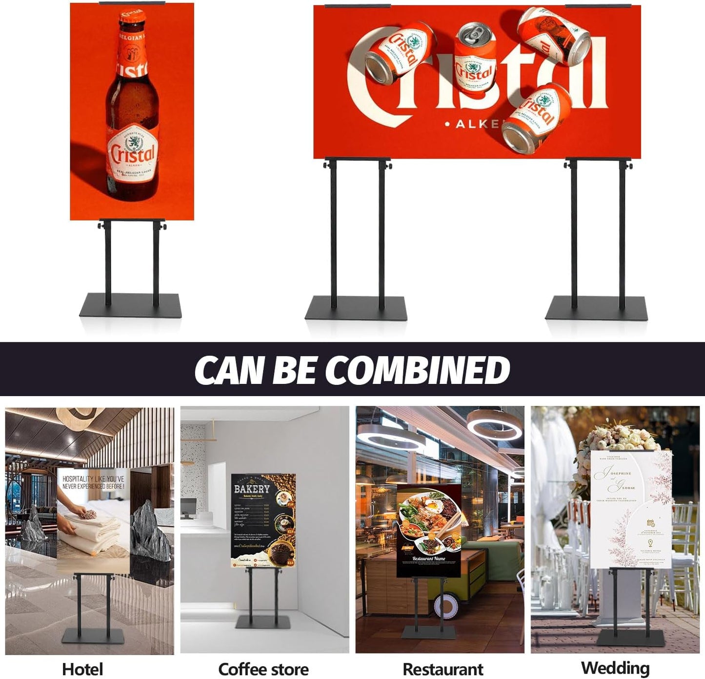 Poster Stand for Display, Adjustable Sign Holder Stand with Heavy Duty Pedestal, Stand Up Banner Sign for Floor, Height Up to 80 inch, Double-Sided Signage with Non-Slip Mat (4 Pack)