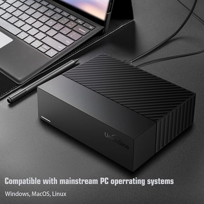 UnionSine Desktop External Hard Drive 10TB, USB3.0 3.5" HDD Storage Compatible for PC, Mac, TV, Desktop, Laptop(Black) HD3513
