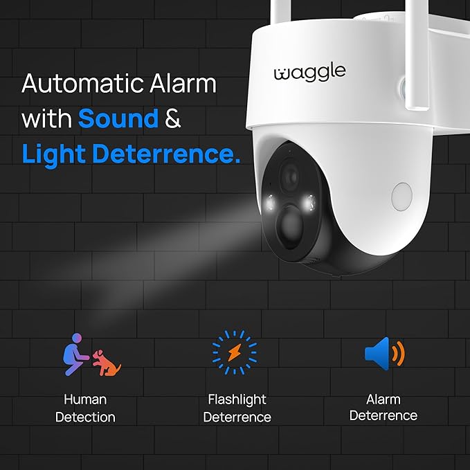 Waggle 4G LTE Solar Security Camera, 2K Wireless Outdoor Camera, No Wi-Fi Needed, 350° Pan 90° Tilt, PIR Motion Detection, AOV, Ultra Vision Day & Night - Subscription Required - Truly Unlimited Data