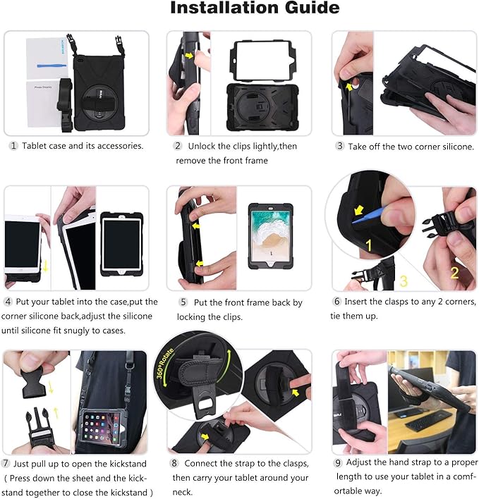 BRAECN for Samsung Galaxy Tab S5e Case 10.5 inch 2019, Heavy Duty Shockproof Case with 360 Rotating Kickstand/Hand Strap&Shoulder Strap for Galaxy Tab S5e 10.5‘’ Tablet SM-T720/SM-T725