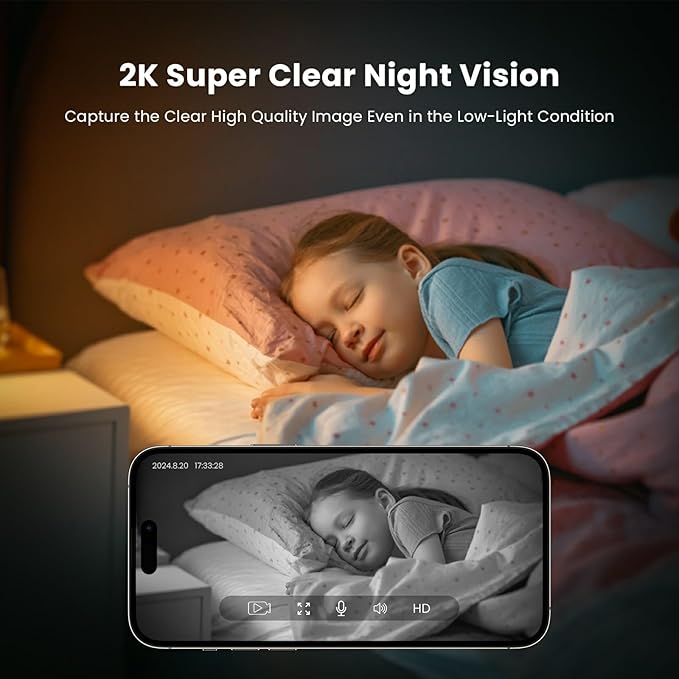 Pet Camera, Baby Camera, 2K 360° Home Security Camera, Night Vision, 2-Way Audio, AI Motion Detection, Works with Alexa & Google Assistant, Support 2.4GHz & 5GHz WiFi