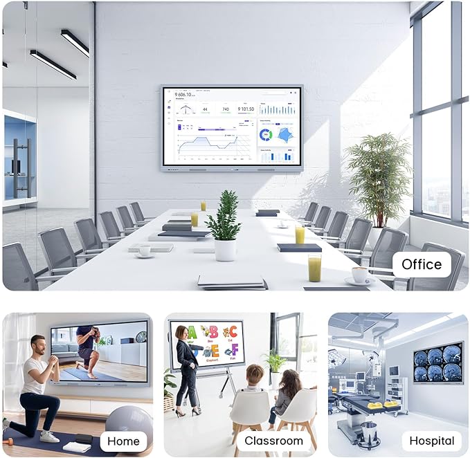 Smart Board Collaboration Hub, 55" Digital Interactive Whiteboard Display with 4K Touchscreen, Dual System, Electronic Smartboard for Classroom Office Home(Wall Mount Included)