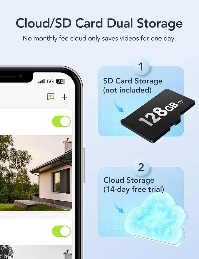 GNCC Solar Security Cameras Wireless Outdoor, 2K Outdoor Battery Camera, Color Night Vision, SD/Cloud Storage, Alarm Detection, 2.4 & 5GHz WiFi, Easy to Install, Manually Adjust View