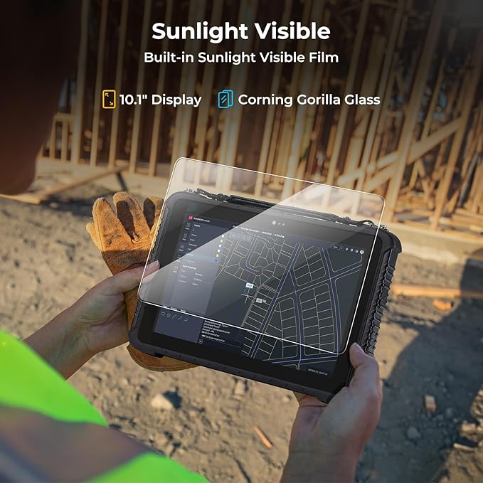MUNBYN Rugged Tablet IRT08, 10.1 inch Windows Tablet, Windows 11 Pro, 8GB+128GB, Intel N5100,Sunlight Readable, 4G LTE GPS Heavy Duty Industrial Outdoor Work PC, BT5.1 Wi-Fi, 2Y Protection