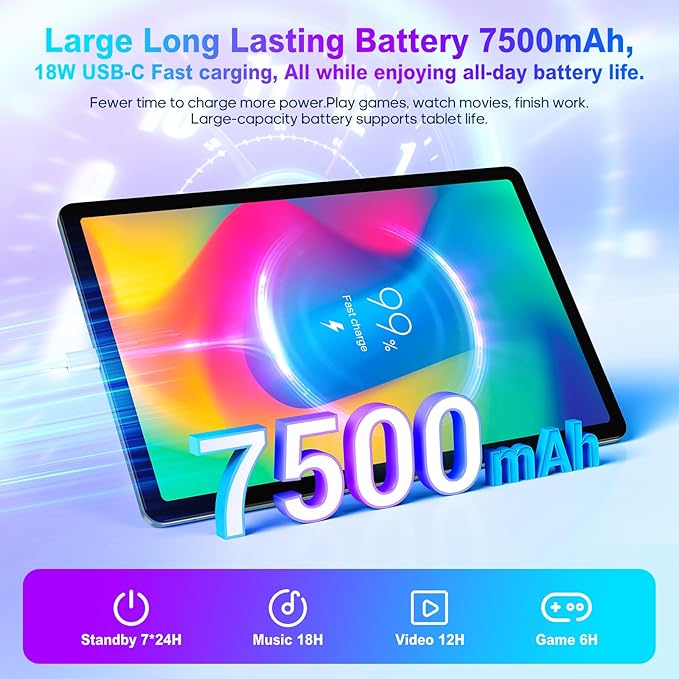 11 Inch Tablet Android 13 Tablets 16GB RAM+256GB ROM+1TB Expand Octa-Core Tablets PC with Dual SIM Card Slot, 2K 2000 x 1200 Display, 8+13MP Dual Camera, Bluetooth5.0, GPS, 5G/2.4G WiFi
