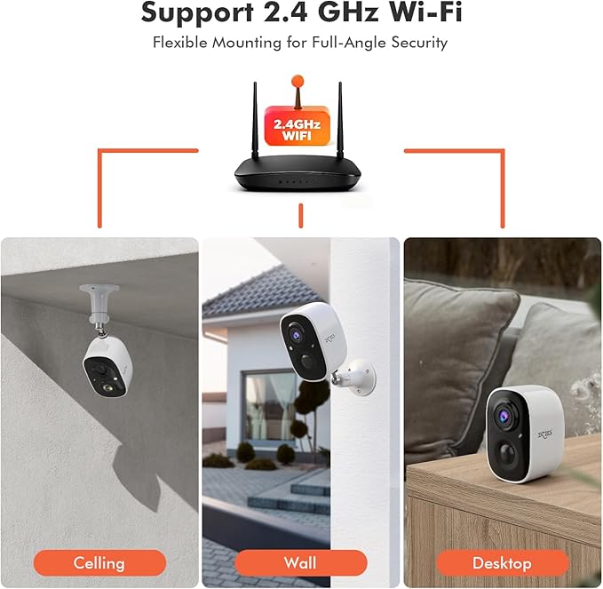 Dzees Solar Security Cameras Wireless Outdoor, 2K Cameras for Home Security System with Battery Powered, Spotlight & Siren, PIR AI Detection, Color Night Vision, Cloud/SD Storage,2.4GHz Wi-Fi,2 Pack