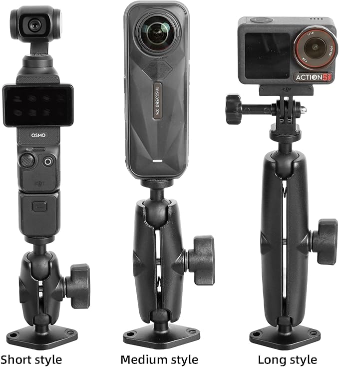 xik Heavy Duty 1/4"-20 Thread Mount: 5.91 inch Aluminum Long Arm with Double Ball Head & 1" Ball- Rhombic Base - Fits DSLR Camera, CCTV, Action Cam, Projector, Security Camera (Wall/Desk/Car/Boat)