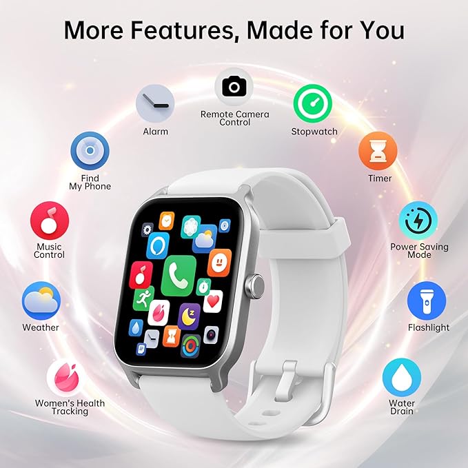 Smart Watches for Women with Alexa & Bluetooth Call,1.85" HD Screen Fitness Tracker,30-Day Battery, Heart Rate/Sleep/SpO2 Monitor,100+ Sports Modes,2ATM Waterproof Smartwatch for Android iPhone(White)