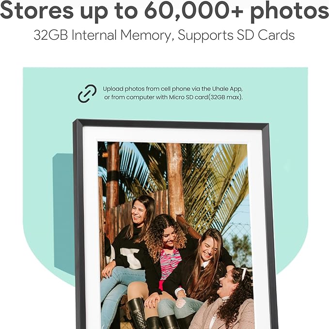 15.6'' Digital Picture Frame with 1920x1080 IPS Touch Screen, Smart Digital Photo Frame with 32GB Storage, Easy Setup to Share Photos/Videos via Free App